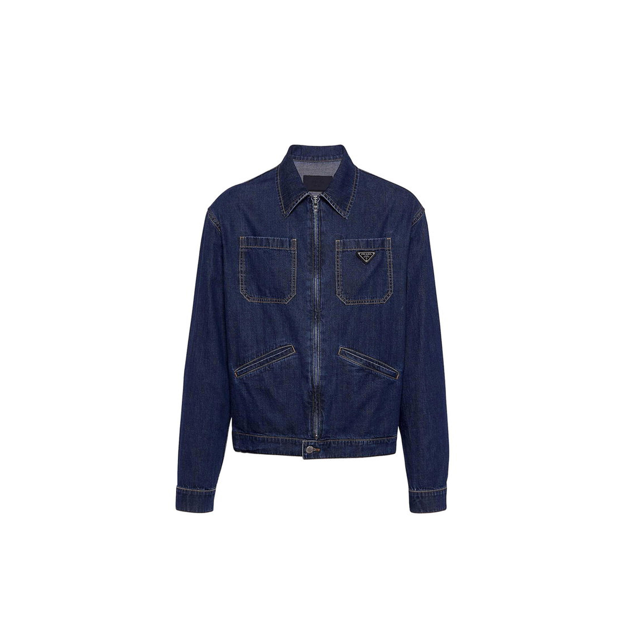 PRADA LOGO-APPLIQUÉ DENIM JACKET 